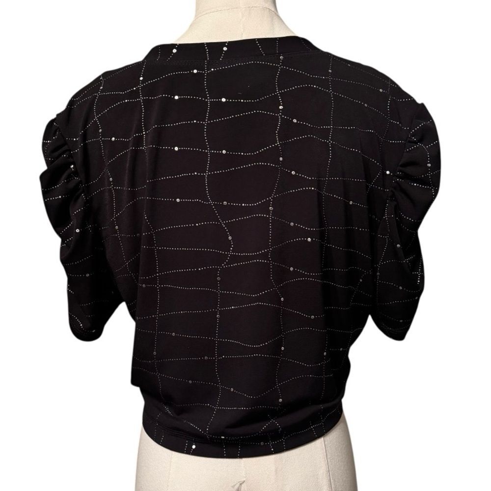 Love Tease Black Bolero Cardigan Sweater Top with Silver Detail XL - Picture 4 of 7
